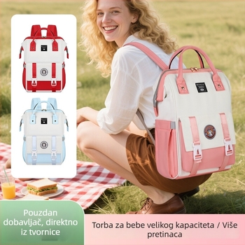 Ruksak za majku i bebu, lagan, velikog kapaciteta, denim materijal, vodootporan, pretinac za bočicu