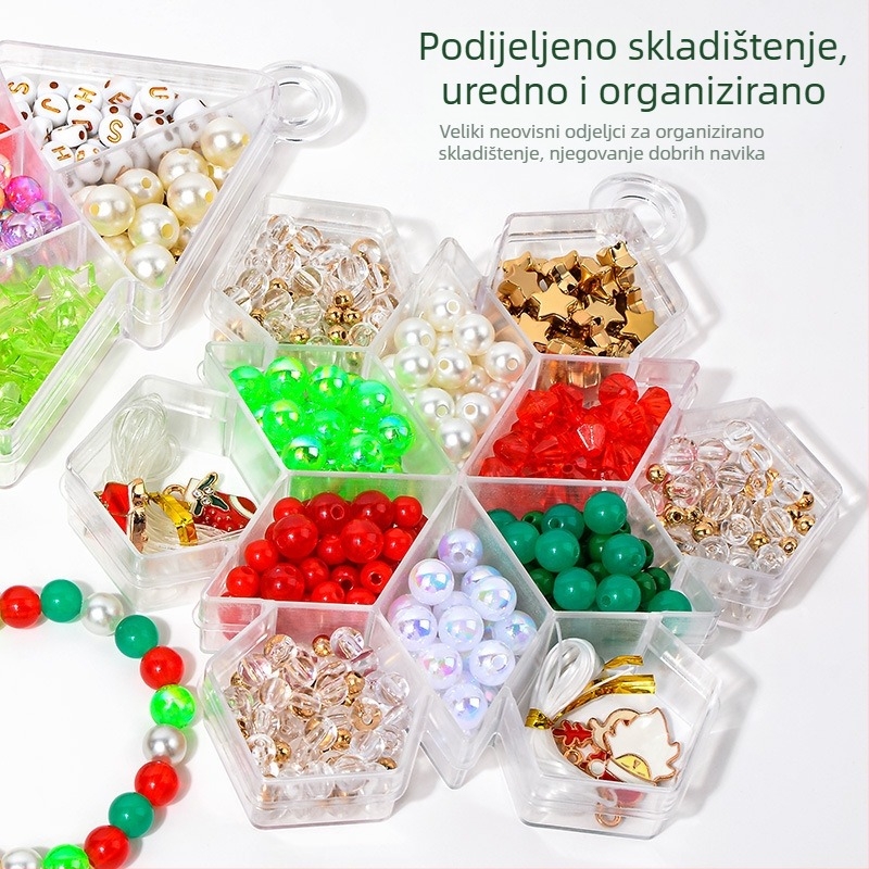 DIY set nakita: akrilne perle sa motivom snežinke i božićnog drveta za ogrlicu i narukvicu – injekcijsko oblikovanje, božićni stil, plemeniti uzorak