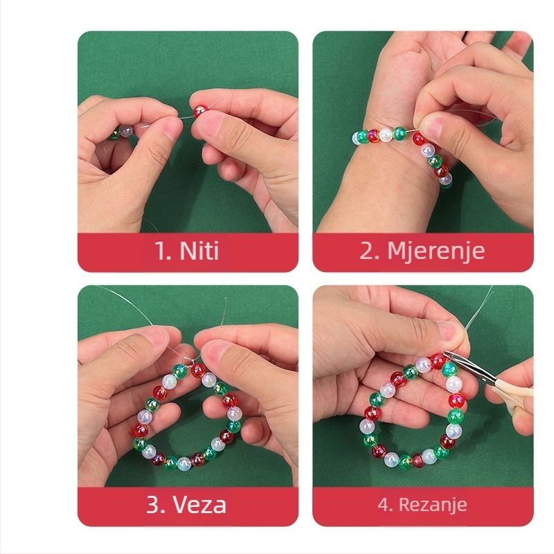 DIY set nakita: akrilne perle sa motivom snežinke i božićnog drveta za ogrlicu i narukvicu – injekcijsko oblikovanje, božićni stil, plemeniti uzorak