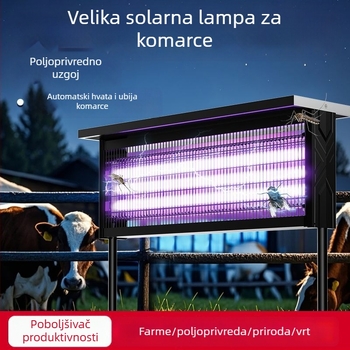 Vanjska solarna lampa za uništavanje komaraca - vodootporna, punjiva solarnom energijom, UV ljubičasta svjetlost, pokrivenost do 200 m²