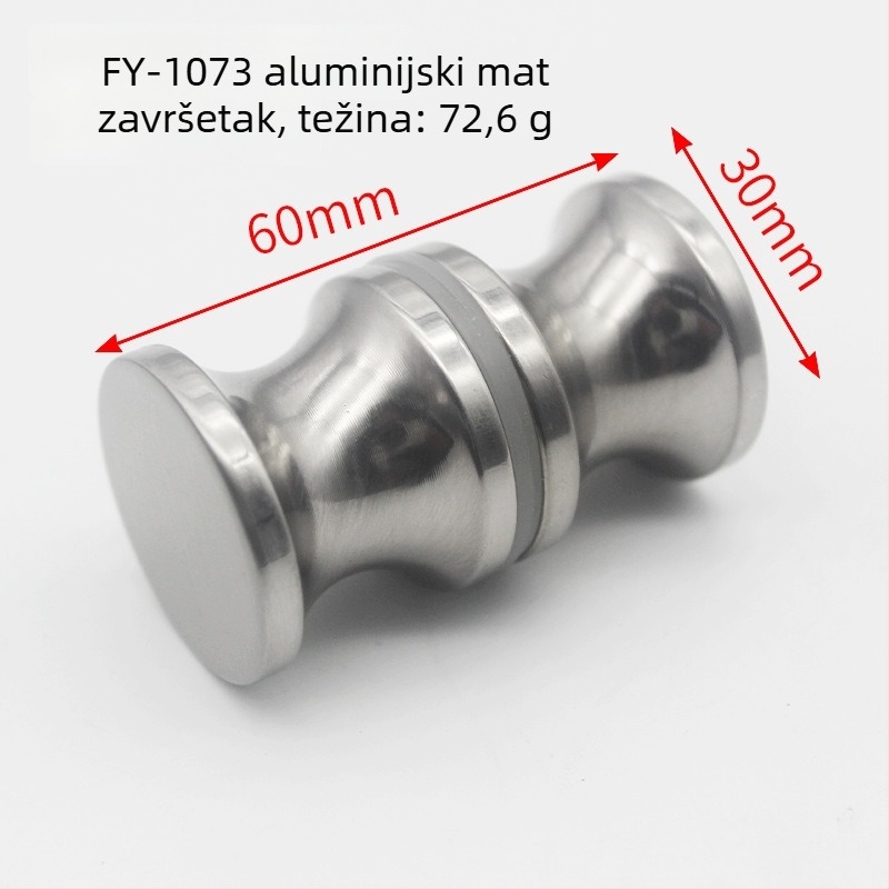 Drška za staklena vrata tuš kabine - mali model, od aluminijske legure, cilindrična, mat završna obrada, moderni minimalistički stil