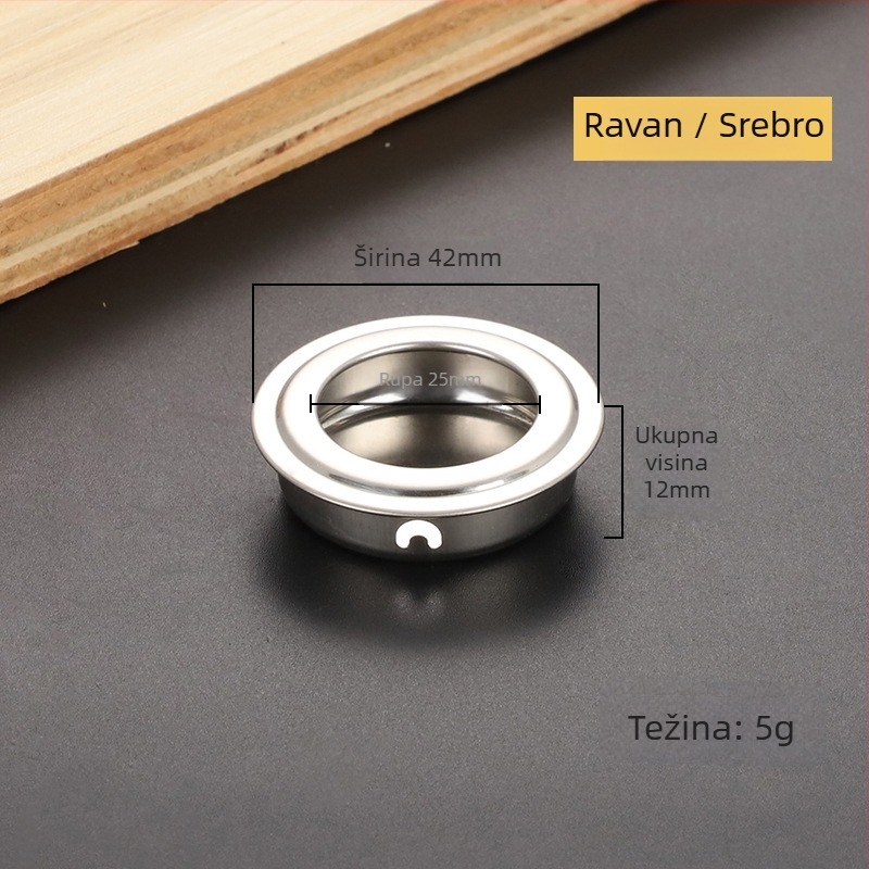 Kružna skrovita ručka od nehrđajućeg čelika za ormariće i ladice, ugradbena, moderni minimalistički namještaj hardver