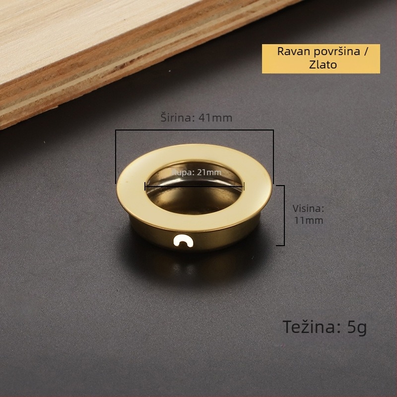 Kružna skrovita ručka od nehrđajućeg čelika za ormariće i ladice, ugradbena, moderni minimalistički namještaj hardver