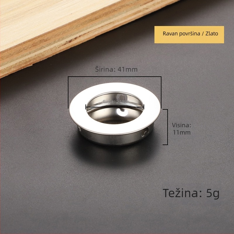 Kružna skrovita ručka od nehrđajućeg čelika za ormariće i ladice, ugradbena, moderni minimalistički namještaj hardver