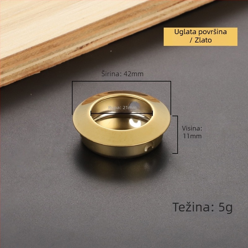 Kružna skrovita ručka od nehrđajućeg čelika za ormariće i ladice, ugradbena, moderni minimalistički namještaj hardver