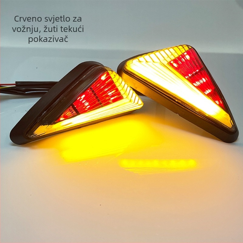 Ugrađena trokutasta LED migavac za motocikle, sportske automobile i cestovna vozila, model CC-038, 12V, LED izvor.