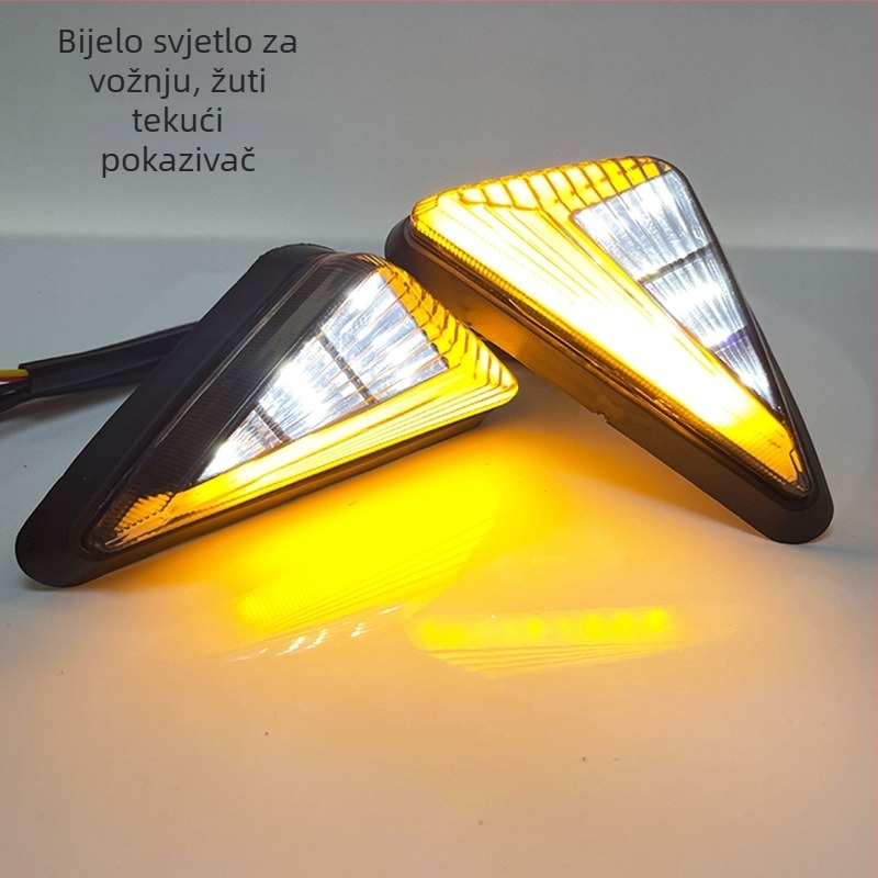 Ugrađena trokutasta LED migavac za motocikle, sportske automobile i cestovna vozila, model CC-038, 12V, LED izvor.