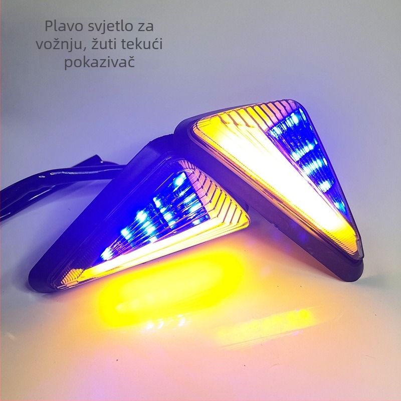 Ugrađena trokutasta LED migavac za motocikle, sportske automobile i cestovna vozila, model CC-038, 12V, LED izvor.