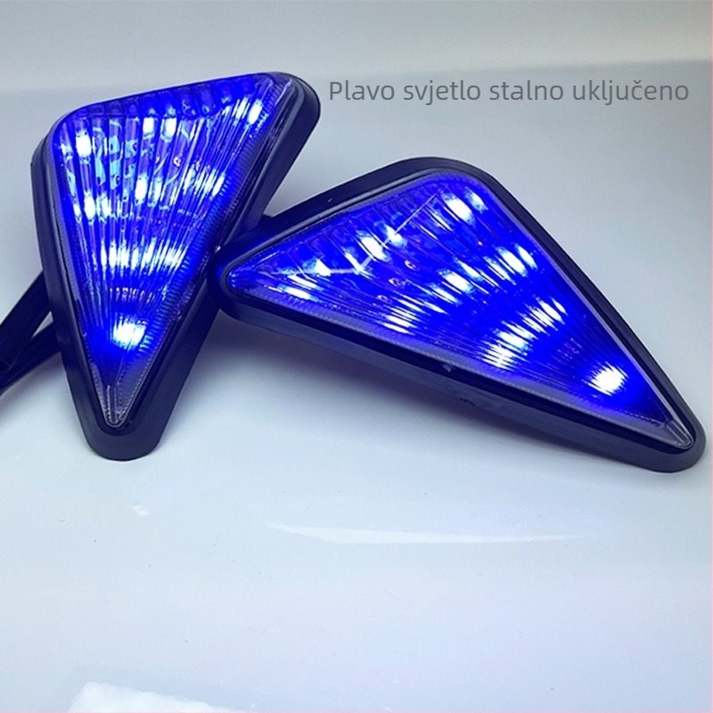 Ugrađena trokutasta LED migavac za motocikle, sportske automobile i cestovna vozila, model CC-038, 12V, LED izvor.