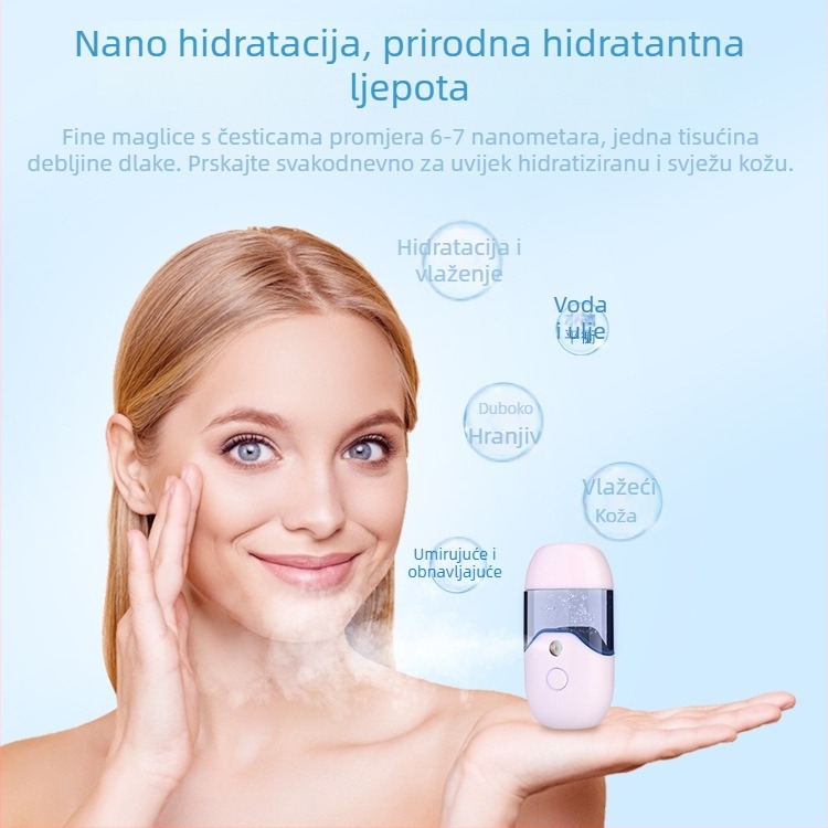 Prijenosni hidratantni sprej od 50 ml – ručni hladni sprej, kozmetički ovlaživač s USB-om