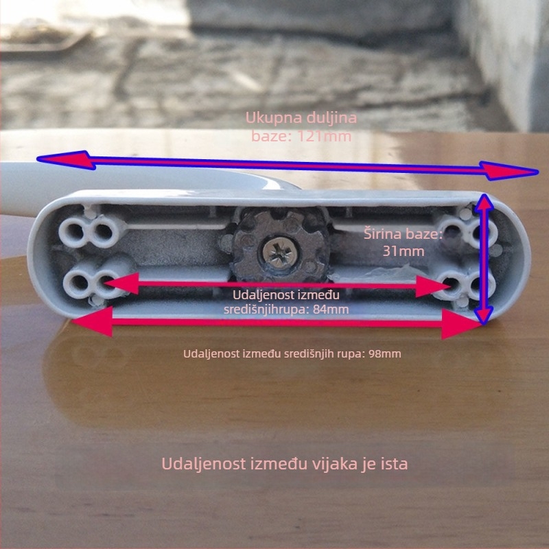 Drška za prozor od aluminijske legure za prozore s unutarnjim otvaranjem i nagibom, ravni profil, dvopunktno zaključavanje, model 5055