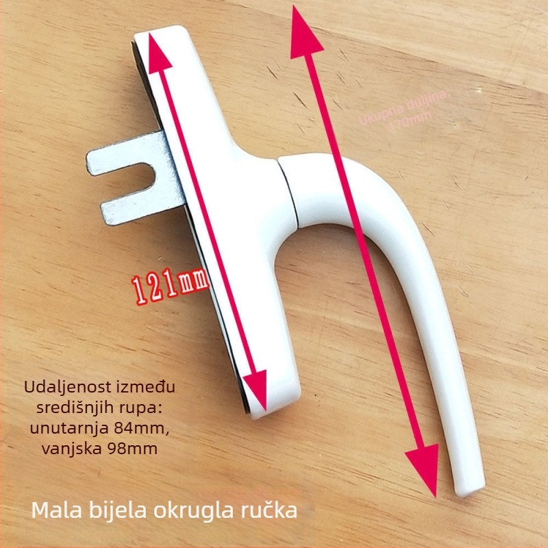 Drška za prozor od aluminijske legure za prozore s unutarnjim otvaranjem i nagibom, ravni profil, dvopunktno zaključavanje, model 5055