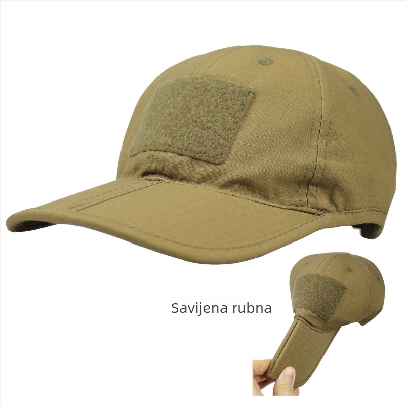 Vanjska taktička kapa kamuflaža s zaštitom od sunca, sklopiva s Velcro zatvaračem, kupolasti vrh, 65% poliester 35% pamuk, unisex za odrasle