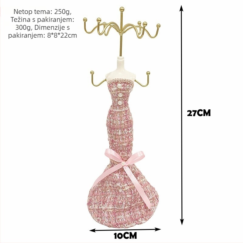Držač za nakit u obliku Barbie lutke — sintetska smola, baršunasto kućište, željezna umjetnička izrada; Nishang original, Yiwu