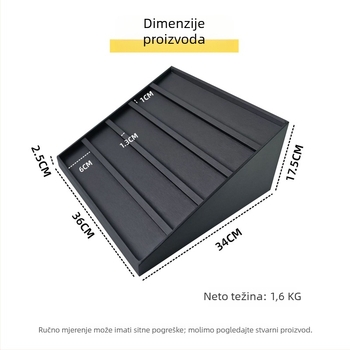 Nagibna Buddha amulet Thangka izložbena stanica za nakit i naočale, četverostruki trapezoidni dizajn, vertikalni višeslojni stalak, MDF s kožnim završnim slojem