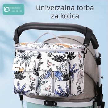 Torba za kolica za vješanje, s cvjetnim uzorkom, Oxford tkanina, vodootporna, poliester podstava