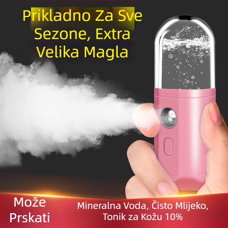 Nano sprej hidratantni uređaj – ručni prijenosni ovlaživač lica – hladni sprej, 5+ brzina, vrijeme magle ≤10s, termoelektrična hidratacijska tehnologija, bez ugrađene baterije
