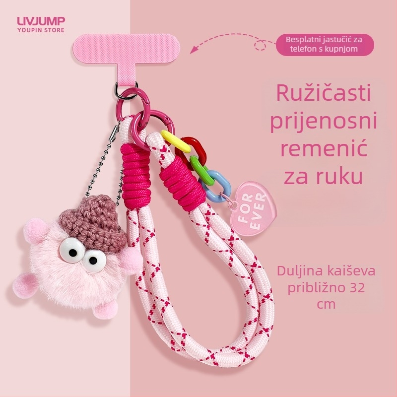 Najlonski lančić za telefon s plišastim geometrijskim privjeskom, unisex, metalna kopča