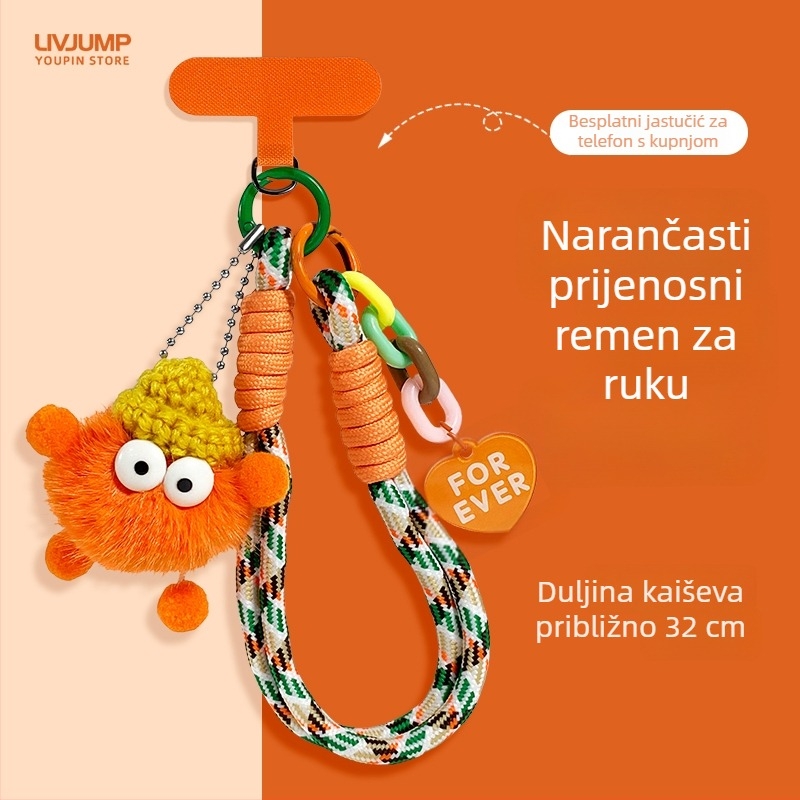 Najlonski lančić za telefon s plišastim geometrijskim privjeskom, unisex, metalna kopča