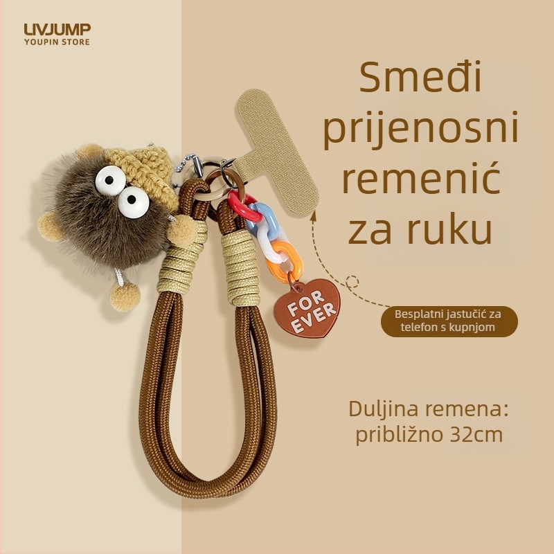 Najlonski lančić za telefon s plišastim geometrijskim privjeskom, unisex, metalna kopča