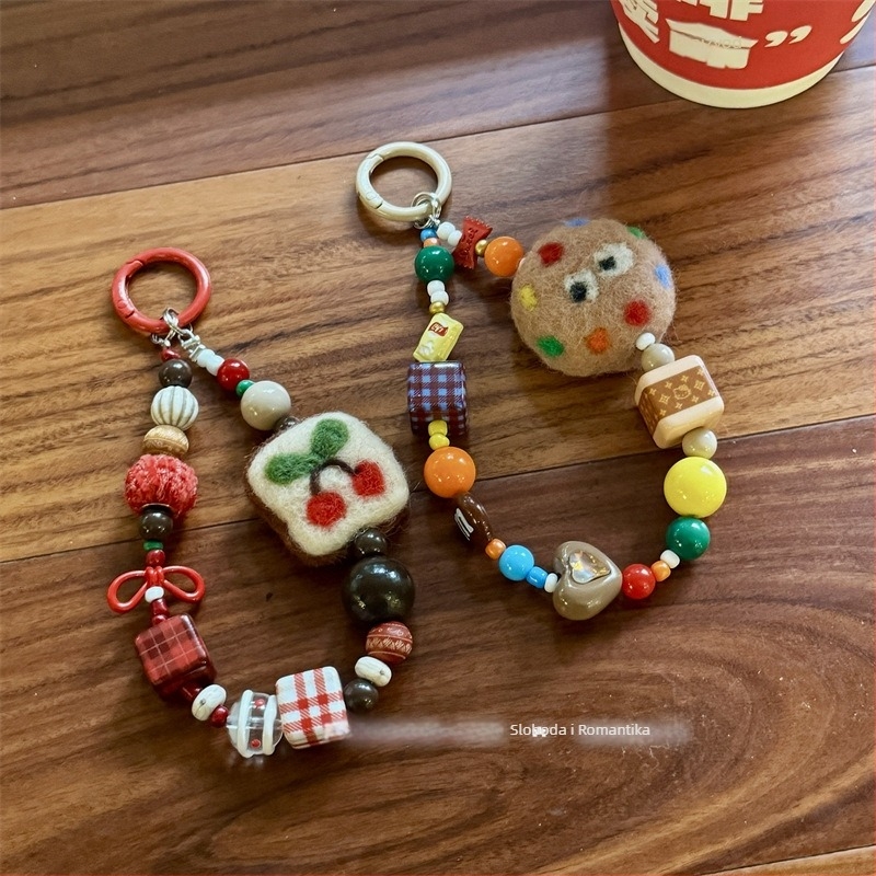 Zirui PVC lanyard za telefon s ručno izrađenom narukvicom od perli – unisex, prilagodljivo, metalna kopča