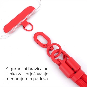 Lančić za telefon s Lobster kopčom – višenamjenski, pleteni najlonsko-poliester užad; Spona: metalna; Materijali: cinkova legura + poliester; Personalizacija: Da