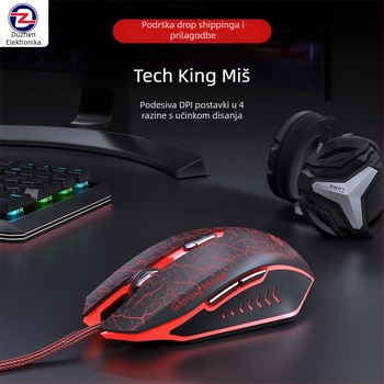 Optički žični gaming miš, 7 tipki, 8000 DPI, USB