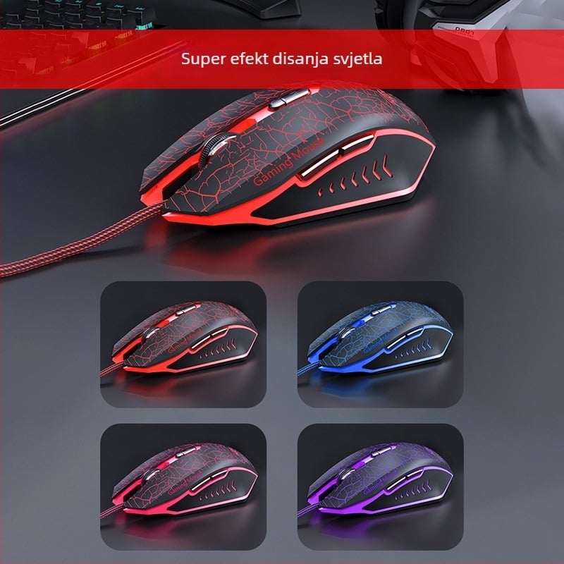 Optički žični gaming miš, 7 tipki, 8000 DPI, USB
