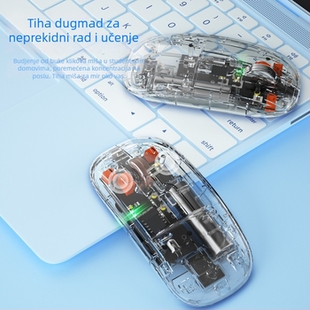 Bluetooth bežična miška s 6 tipkama, 2500 DPI, dvostruko povezivanje (2.4G/Bluetooth), doseg do 10 m, kompatibilna s prijenosnim računalima