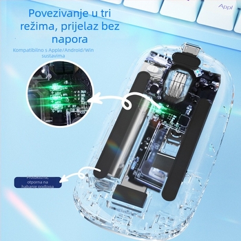 Bluetooth bežična miška s 6 tipkama, 2500 DPI, dvostruko povezivanje (2.4G/Bluetooth), doseg do 10 m, kompatibilna s prijenosnim računalima