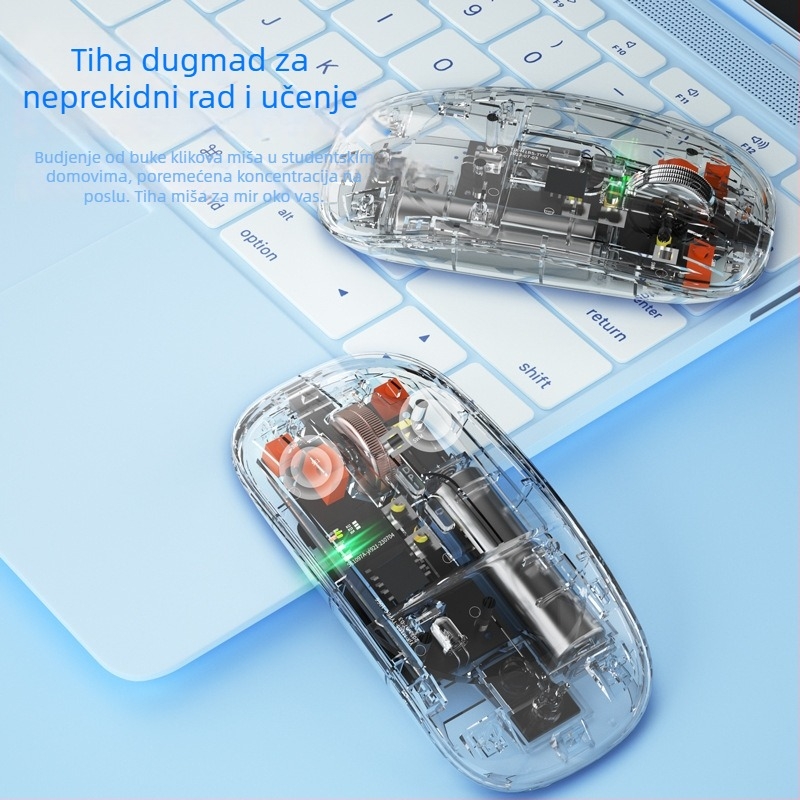 Bluetooth bežična miška s 6 tipkama, 2500 DPI, dvostruko povezivanje (2.4G/Bluetooth), doseg do 10 m, kompatibilna s prijenosnim računalima