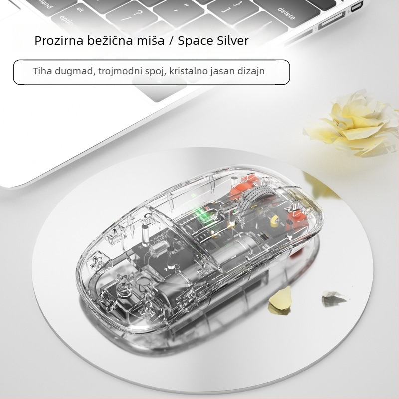 Bluetooth bežična miška s 6 tipkama, 2500 DPI, dvostruko povezivanje (2.4G/Bluetooth), doseg do 10 m, kompatibilna s prijenosnim računalima