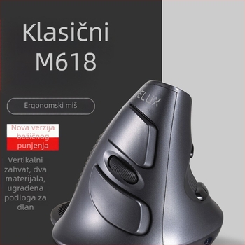 Vertikalna USB ergonomska miš, 5 tipki, optički senzor, Model M618