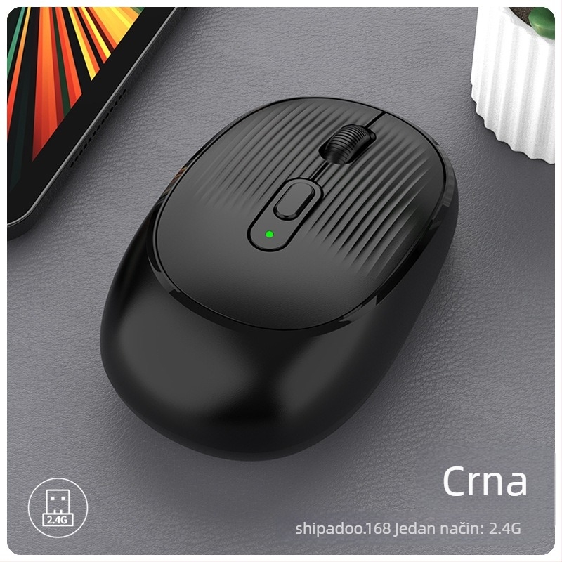 Bežična miša W-300, 2400 DPI, Bluetooth i 2.4G dvostruki način, ergonomska, Plug-and-Play