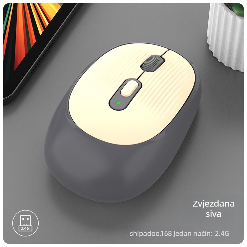 Bežična miša W-300, 2400 DPI, Bluetooth i 2.4G dvostruki način, ergonomska, Plug-and-Play