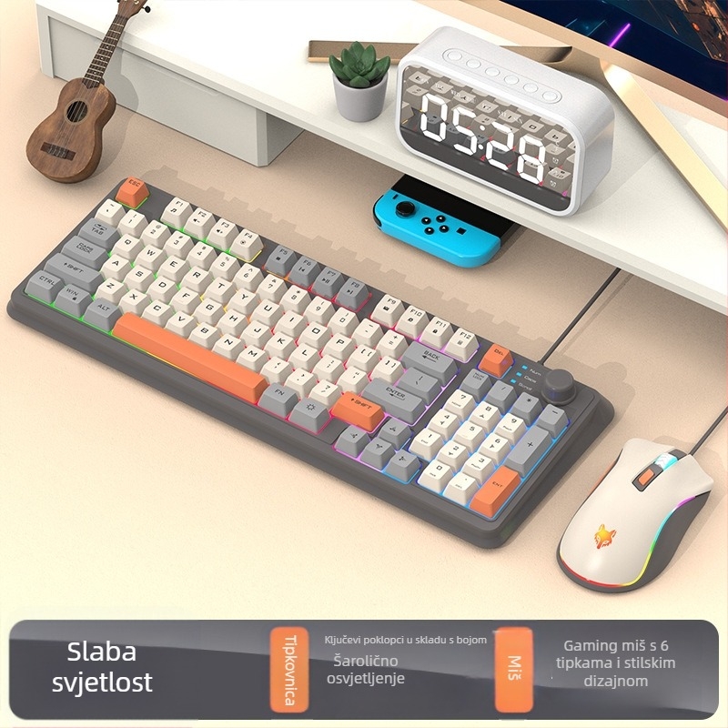 Žičana gaming tipkovnica s mehaničkim dojmom, RGB pozadinsko osvjetljenje, 88–98 tipki, USB, duljina kabela 1,5 m