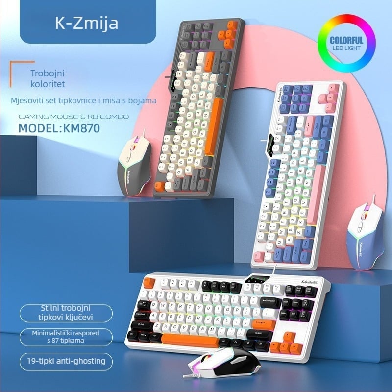 Gaming tipkovnica, 87 tipki, žična, vodootporna, ABS kućište (87 tipki; žična; vodootporna; ABS kućište)