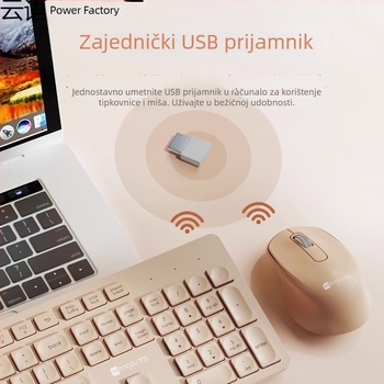 Ultra-tanki bežični set tipkovnice i miša – tiho tipkanje, univerzalna kompatibilnost, PBT plast