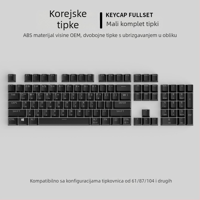 Prozirni set tipki za mehaničke tipkovnice s korejskom temom, univerzalna kompatibilnost, preko 98 tipki, plastični materijal, žično povezivanje