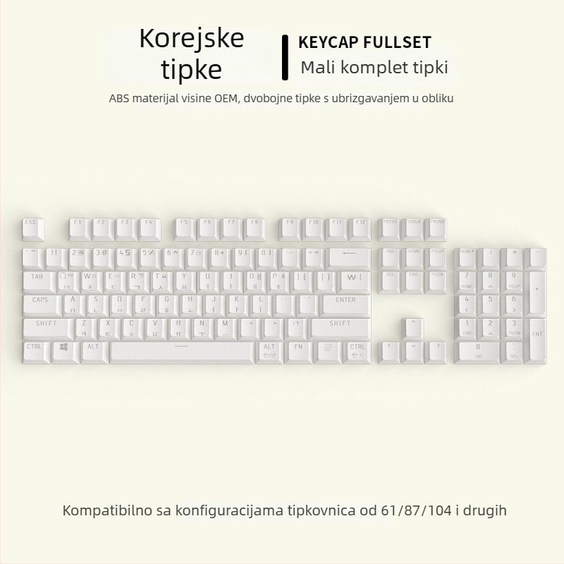 Prozirni set tipki za mehaničke tipkovnice s korejskom temom, univerzalna kompatibilnost, preko 98 tipki, plastični materijal, žično povezivanje