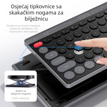 Bluetooth tipkovnica s 87 tipkama, punjiva baterija, univerzalna kompatibilnost, tipke s nožnim mehanizmom, ABS plastično kućište