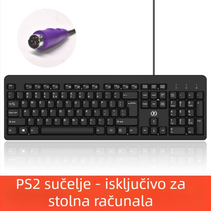 Žičana tipkovnica za stolno računalo i prijenosnik s PS/2 i USB sučeljima, namijenjena za uredski rad i gaming