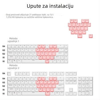 Set kapica tipki leptira s prozirnim srcem i bočnim graviranjem, 21 tipki za bežičnu mehaničku tipkovnicu, materijal PC, USB sučelje