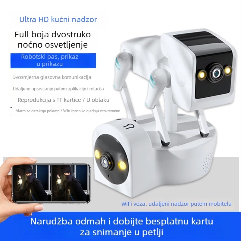 Pametna unutarnja kamera 1080p, 3.6 mm objektiv, noćni pogled, dvostruki zaslon, upravljanje putem aplikacije