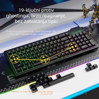 Set tipkovnice i miša s pozadinskim osvjetljenjem, 101 tipki, zeleni osovinski prekidači, 1.5 m kabel, vodootporan