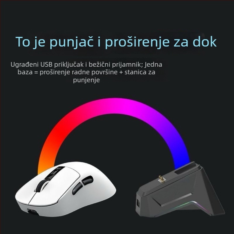 Magnetska baza za punjenje za Logitech G502/G903 s USB docking stanicom – žično USB povezivanje, kabel duljine 1.5 m; uključuje bazu za punjenje, modul za punjenje, USB kabel za podatke i priručnik
