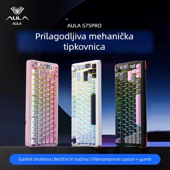 Wolf Spider S75Pro Tri-modus mehanička gaming tipkovnica, 80 tipki, Bluetooth, RGB pozadinsko osvjetljenje