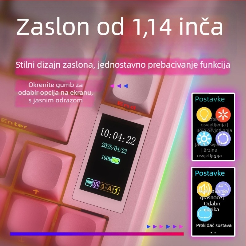 Wolf Spider S75Pro Tri-modus mehanička gaming tipkovnica, 80 tipki, Bluetooth, RGB pozadinsko osvjetljenje