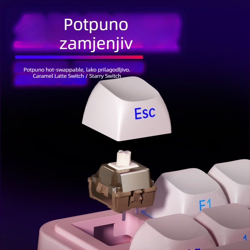 Wolf Spider S75Pro Tri-modus mehanička gaming tipkovnica, 80 tipki, Bluetooth, RGB pozadinsko osvjetljenje