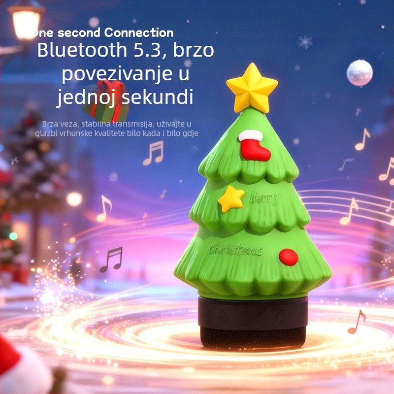 Bluetooth zvučnik s noćnim svjetlom i satom, prijenosni magnetski stražnji klip, 5W, Bluetooth 5.3, 100 Hz–20 kHz, 10 m domet, ugrađena baterija